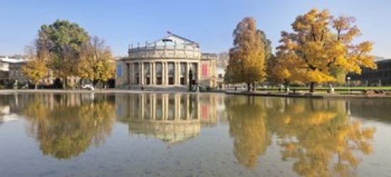 Entertainment building at the waterfront Opera House Stuttgart Baden-Wurttemberg Germany Canvas Art - Panoramic Images (30 x 14)