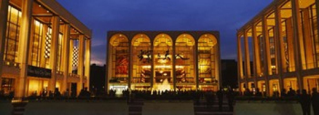 Entertainment building lit up at night Lincoln Center Manhattan New York City New York State USA Canvas Art - Panoramic Images (18 x 7)