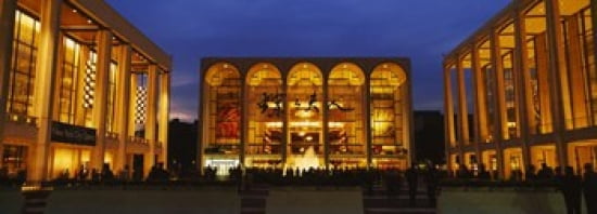 Entertainment building lit up at night Lincoln Center Manhattan New York City New York State USA Canvas Art - Panoramic Images (36 x 13)