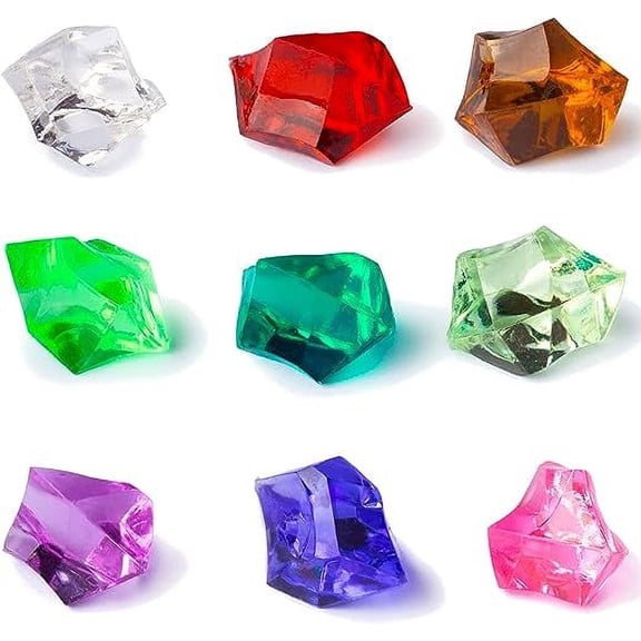 Entervending Acrylic Gems - Plastic Fake Gems Ice Rock Crystals - 1.32 Lb Plastic Crystals in Jar - Large Acrylic Gem Stones - Fake Crystals for Decoration - Aquarium Jewels - Crushed Ice Rocks
