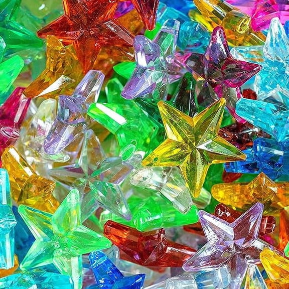 Entervending Acrylic Gems - Plastic Stars Fake Gems - 1.32 Lb Treasure Box Gems in Jar - Assorted Colors Plastic Gemstones for Kids - Big Plastic Gem Vase Fillers - Table Scatters - Aquarium Jewels