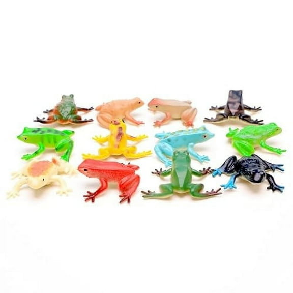 Entervending Frog Toy - 2 Frog Animal Figurines - Mini Frogs for Birthday Decoration, Frog Accessories, Toys for Classroom Prizes, Party Favors - Pack of 24