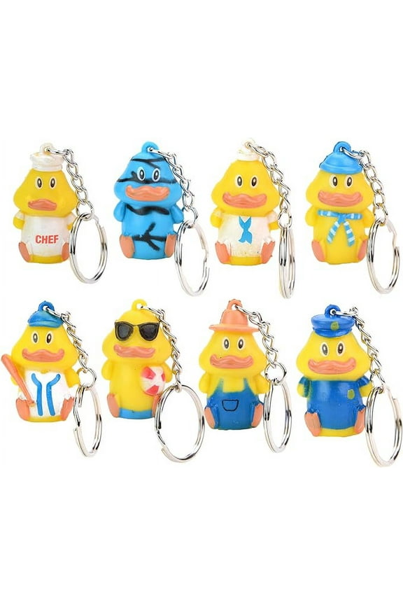 Fun Keychains for Kids - Duck Party Keychains 1.5 Inch - Party Favor Keychains Bulk 20 Pcs - Cute Animal Keychains - Duck Toys for Kids