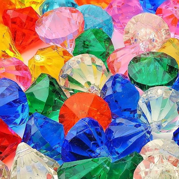 Entervending Gems for Crafts - 1 Inch Large Diamond Gemstones for Craft - 1.32 LB Gems in Jar - Vase Filler - Table Scatters Decor - Fish Tank Fake Rocks