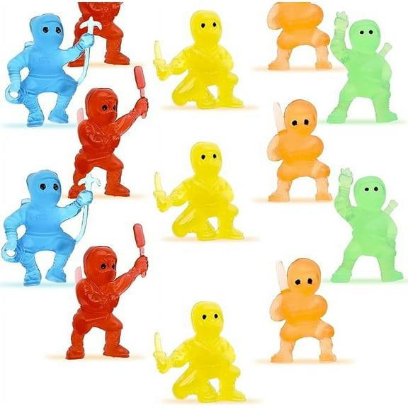 Entervending Mini Ninja Gaming Action Figures - Ninja Party Supplies - Ninja Kids Party Favor - Bright Colors - Ninja Accessories - Kids Toys Bulk - Ninja Birthday Cake Topper - 50 pcs