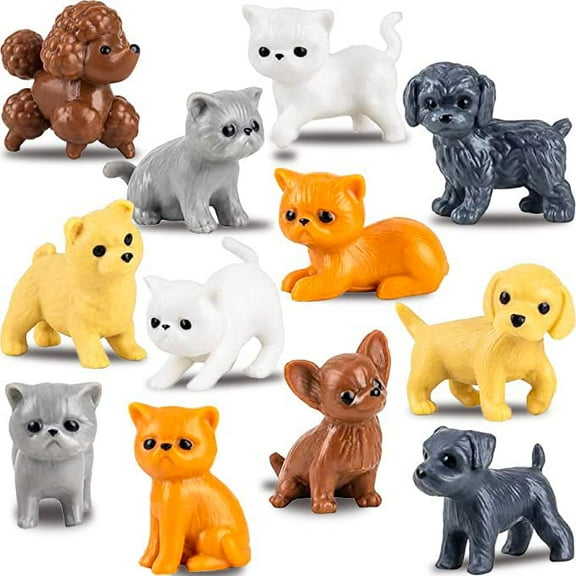 Entervending Tiny Dog and Cat Figurines for Kids - Small Animals Toys in Bulk - Little Pet Toys - Tiny Plastic Toys for Kids Classroom Prizes - 50 Pcs