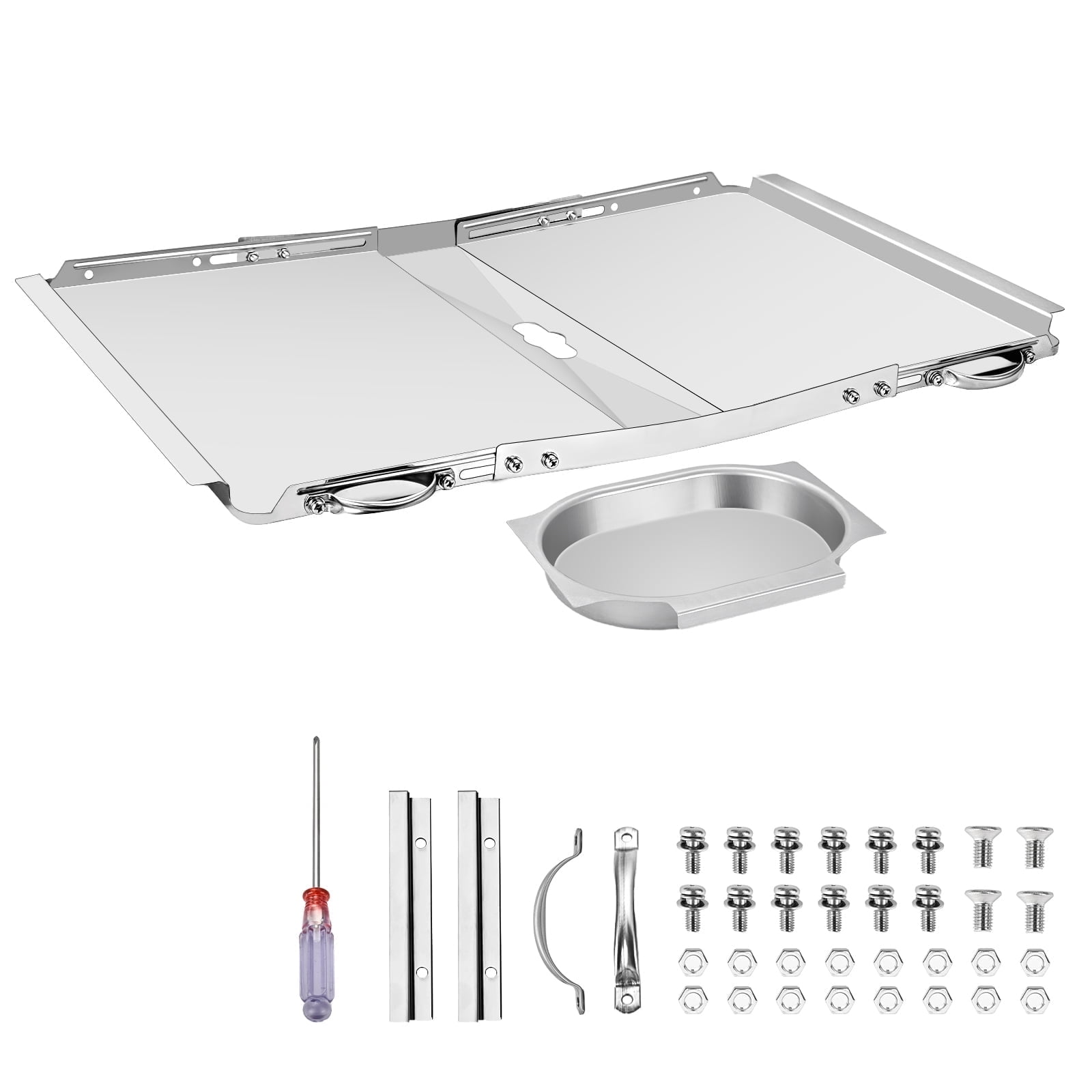 Entesi 24" x 15.5' Stainless Steel Grill Drip Pans  Adjustable Grill Replacement Parts Outdoor BBQ Drip Pan for Backyard,and More