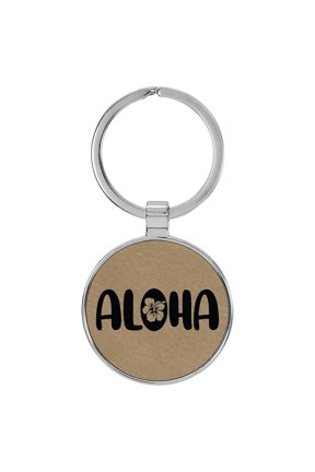 Aloha Light Brown Laser Engraved Leatherette Keychain Backpack Pull - 1.5 x 3 Inches