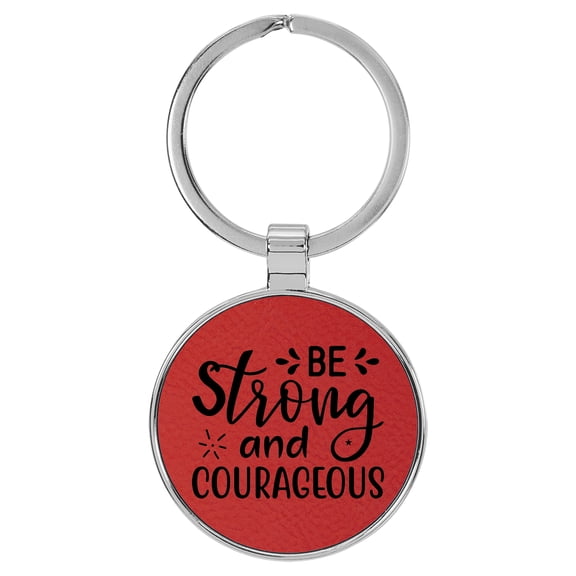 Enthoozies Be Strong and Courageous Red Laser Engraved Leatherette Keychain Backpack Pull - 1.5 x 3 Inches