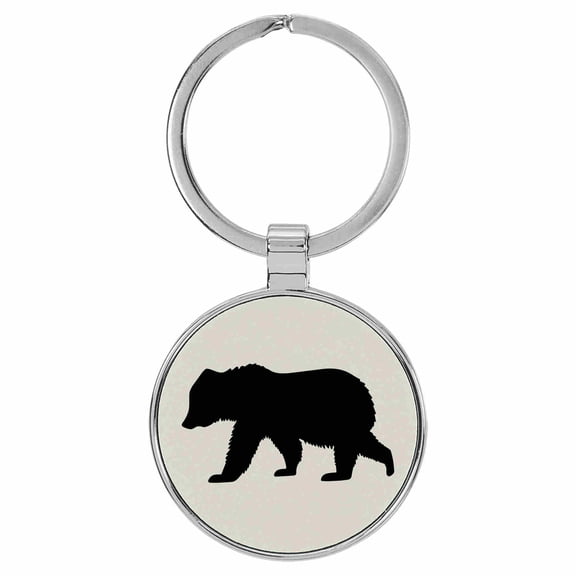 Enthoozies Bear Animal Nature White Laser Engraved Leatherette Keychain Backpack Pull - 1.5 x 3 Inches