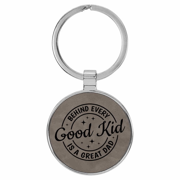 Enthoozies Behind Every Good Kid is a Great Dad Gray Laser Engraved Leatherette Keychain Backpack Pull - 1.5 x 3 Inches