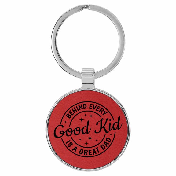 Enthoozies Behind Every Good Kid is a Great Dad Red Laser Engraved Leatherette Keychain Backpack Pull - 1.5 x 3 Inches