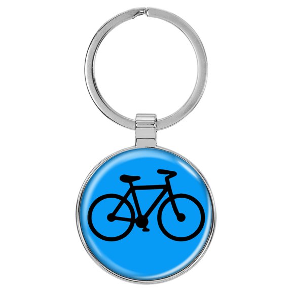 Enthoozies Bike Silhouette Cycling Biking Aqua 1.5" x 3.5" Domed Keychain Backpack Pull