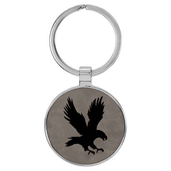 Enthoozies Eagle Landing Animal Nature Gray Laser Engraved Leatherette Keychain Backpack Pull - 1.5 x 3 Inches