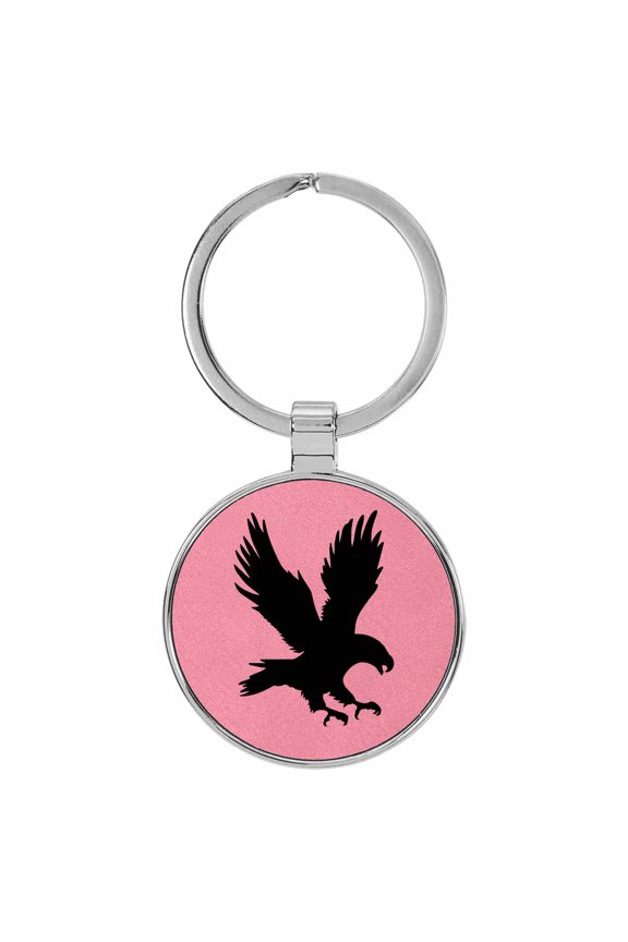 Eagle Landing Animal Nature Pink Laser Engraved Leatherette Keychain Backpack Pull - 1.5 x 3 Inches
