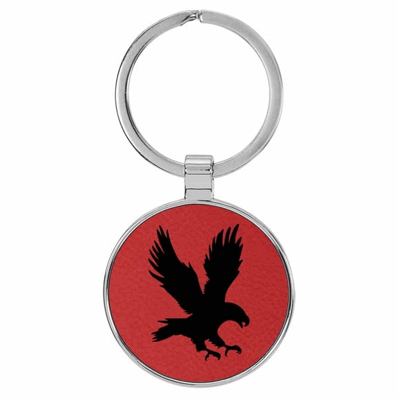 Enthoozies Eagle Landing Animal Nature Red Laser Engraved Leatherette Keychain Backpack Pull - 1.5 x 3 Inches