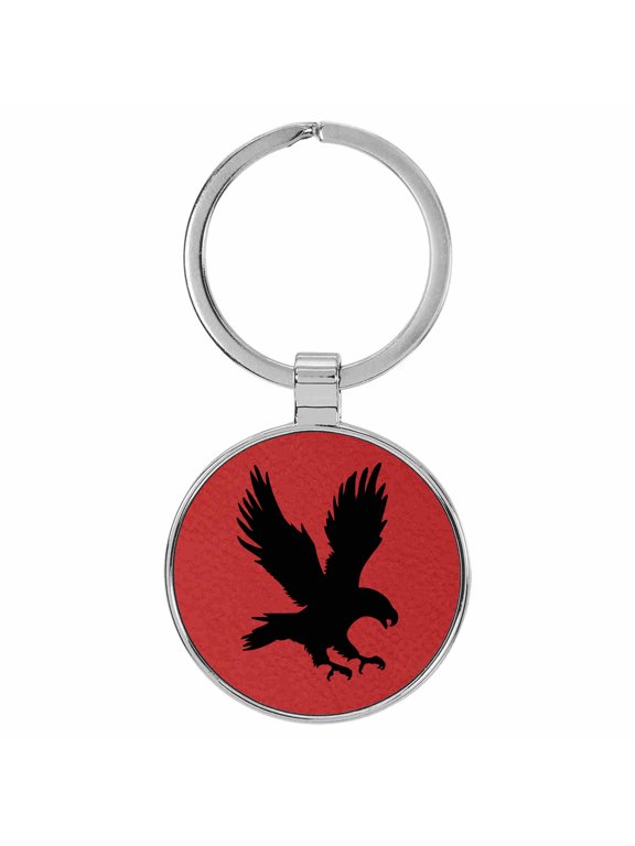 Eagle Landing Animal Nature Red Laser Engraved Leatherette Keychain Backpack Pull - 1.5 x 3 Inches