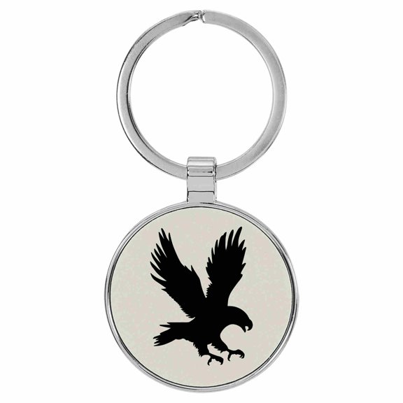 Enthoozies Eagle Landing Animal Nature White Laser Engraved Leatherette Keychain Backpack Pull - 1.5 x 3 Inches