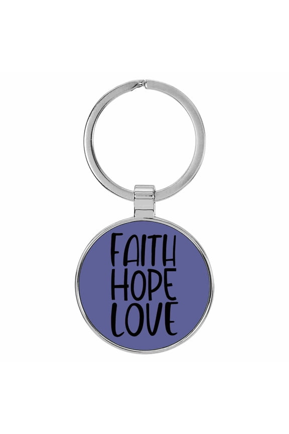 Faith Hope Love Religious Purple Laser Engraved Leatherette Keychain Backpack Pull - 1.5 x 3 Inches