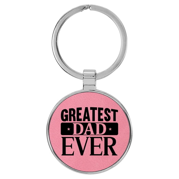 Enthoozies Greatest Dad Ever Pink Laser Engraved Leatherette Keychain Backpack Pull - 1.5 x 3 Inches