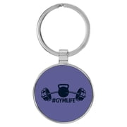 Enthoozies Gym Life Purple Laser Engraved Leatherette Keychain Backpack Pull - 1.5 x 3 Inches