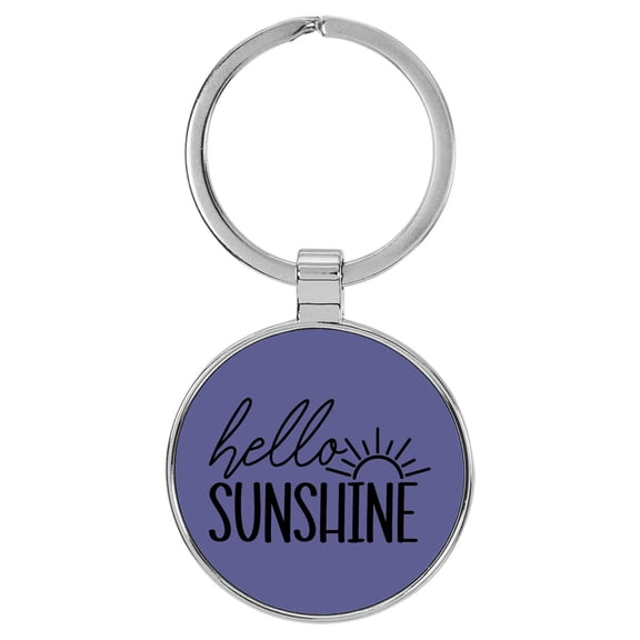 Enthoozies Hello Sunshine Purple Laser Engraved Leatherette Keychain Backpack Pull - 1.5 x 3 Inches