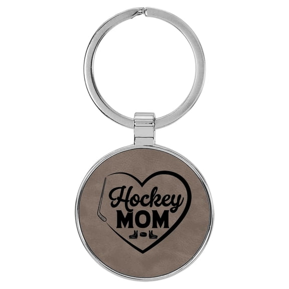 Enthoozies Hockey Mom Gray Laser Engraved Leatherette Keychain Backpack Pull - 1.5 x 3 Inches