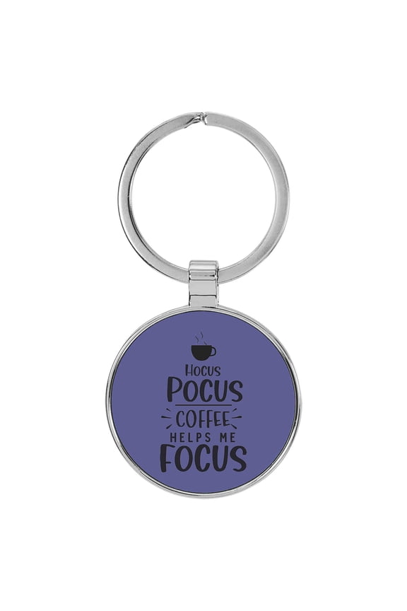 Hocus Pocus Coffee Helps Me Focus Purple Laser Engraved Leatherette Keychain Backpack Pull - 1.5 x 3 Inches