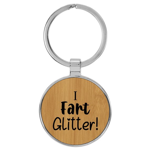 Enthoozies I Fart Glitter! Passing Gas Funny Tan Laser Engraved Leatherette Keychain Backpack Pull - 1.5 x 3 Inches