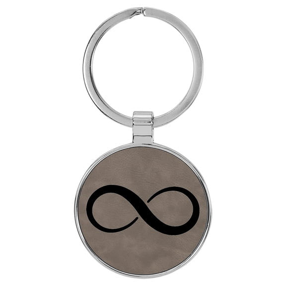 Enthoozies Infinity Loop Gray Laser Engraved Leatherette Keychain Backpack Pull - 1.5 x 3 Inches
