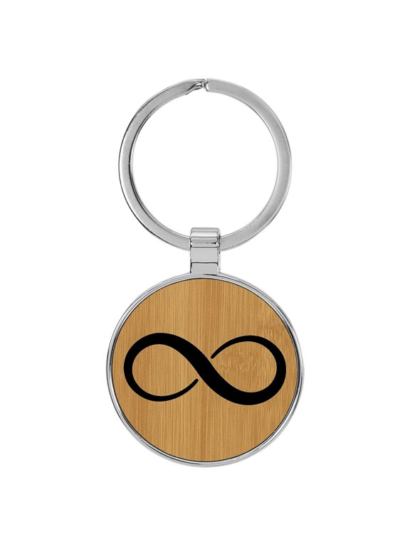 Infinity Loop Tan Laser Engraved Leatherette Keychain Backpack Pull - 1.5 x 3 Inches
