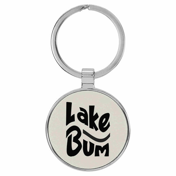 Enthoozies Lake Bum Summer White Laser Engraved Leatherette Keychain Backpack Pull V2 - 1.5 x 3 Inches
