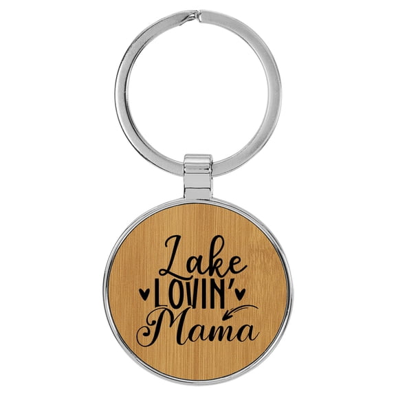Enthoozies Lake Lovin Mama Tan Laser Engraved Leatherette Keychain Backpack Pull - 1.5 x 3 Inches