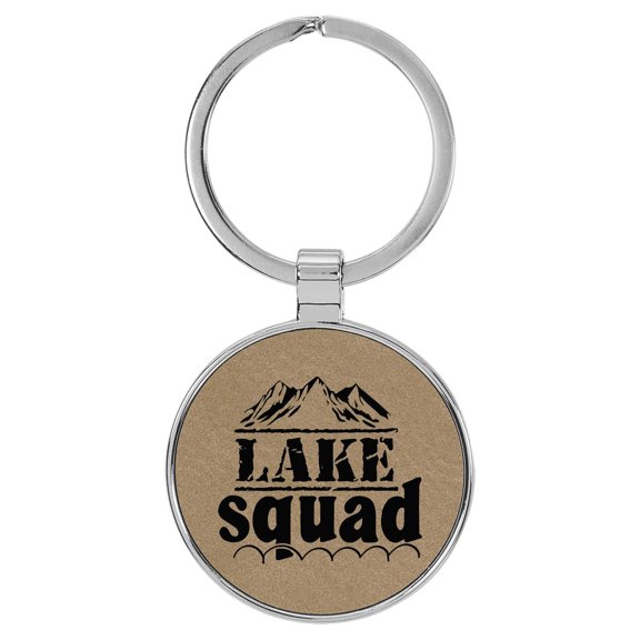 Enthoozies Lake Squad Light Brown Laser Engraved Leatherette Keychain Backpack Pull - 1.5 x 3 Inches