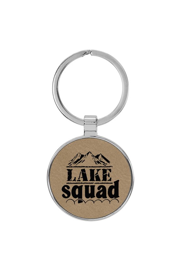 Lake Squad Light Brown Laser Engraved Leatherette Keychain Backpack Pull - 1.5 x 3 Inches