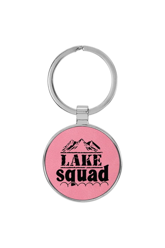 Lake Squad Pink Laser Engraved Leatherette Keychain Backpack Pull - 1.5 x 3 Inches