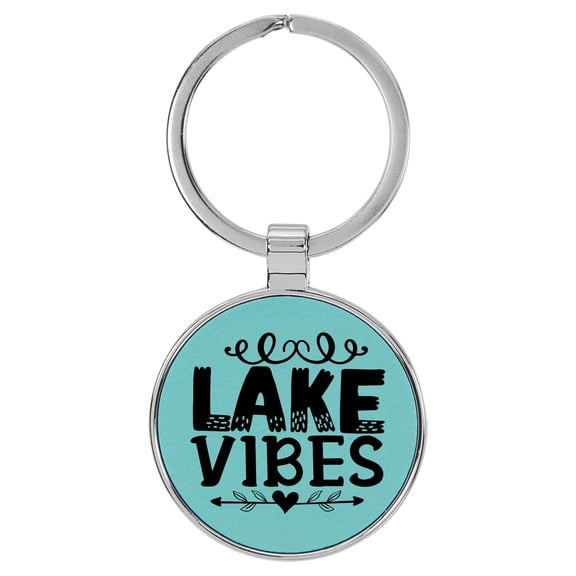 Enthoozies Lake Vibes Teal  Laser Engraved Leatherette Keychain Backpack Pull - 1.5 x 3 Inches