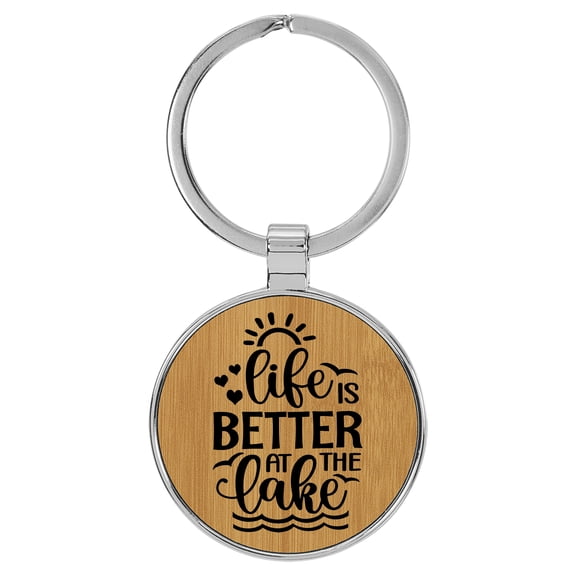 Enthoozies Life is Better at the Lake Tan Laser Engraved Leatherette Keychain Backpack Pull - 1.5 x 3 Inches