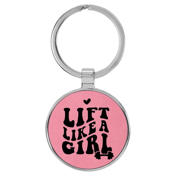 Enthoozies Lift Like a Girl Pink Laser Engraved Leatherette Keychain Backpack Pull - 1.5 x 3 Inches