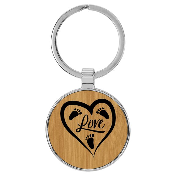 Enthoozies Love Baby Feet Tan Laser Engraved Leatherette Keychain Backpack Pull - 1.5 x 3 Inches