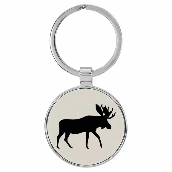Enthoozies Moose Animal Nature White Laser Engraved Leatherette Keychain Backpack Pull - 1.5 x 3 Inches