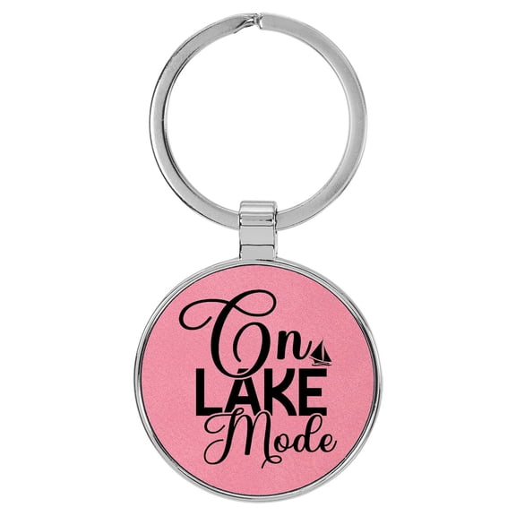 Enthoozies On Lake Mode Pink Laser Engraved Leatherette Keychain Backpack Pull - 1.5 x 3 Inches