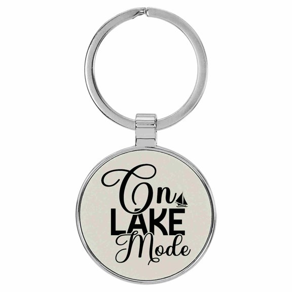 Enthoozies On Lake Mode White Laser Engraved Leatherette Keychain Backpack Pull - 1.5 x 3 Inches