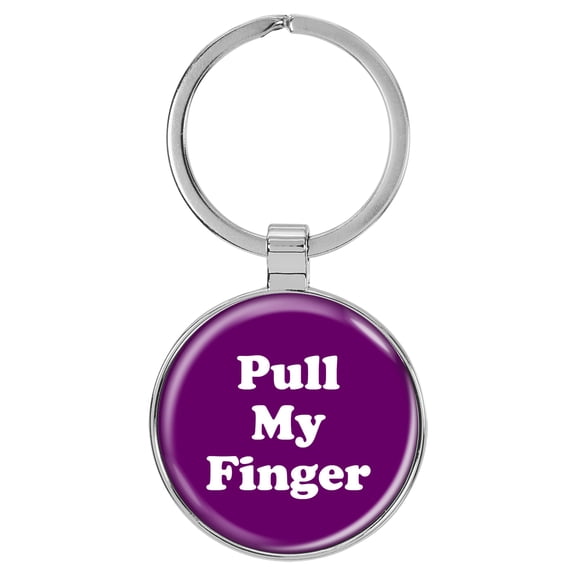 Enthoozies Pull My Finger Fart Magenta 1.5" x 3.5" Domed Keychain Backpack Pull