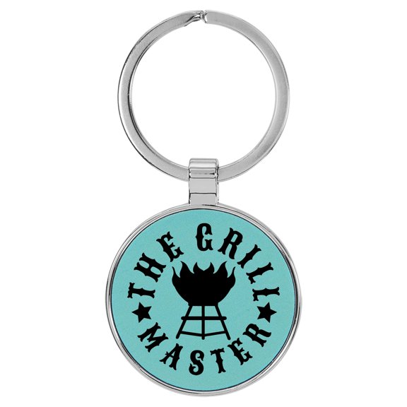 Enthoozies The Grill Master Teal  Laser Engraved Leatherette Keychain Backpack Pull - 1.5 x 3 Inches