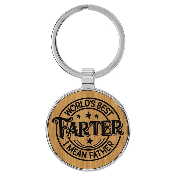 Enthoozies World's Best Farter I Mean Father Funny Tan Laser Engraved Leatherette Keychain Backpack Pull - 1.5 x 3 Inches