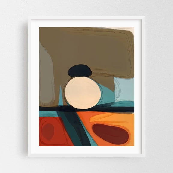 Enthral - Digital Art Abstract Geometric Modern Art Minimalist Mid-Century Modern Surrealism White Framed Wall Art Print 16 x 20 inches