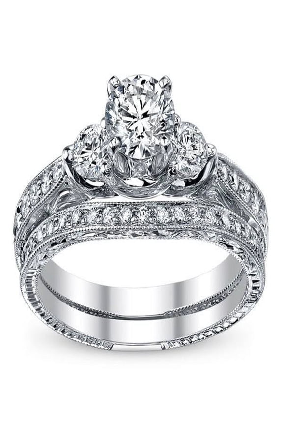 Enthralling Cheap Diamond Moissanite Bridal Ring Set 1 Carat Round Cut Diamond On 10K Gold