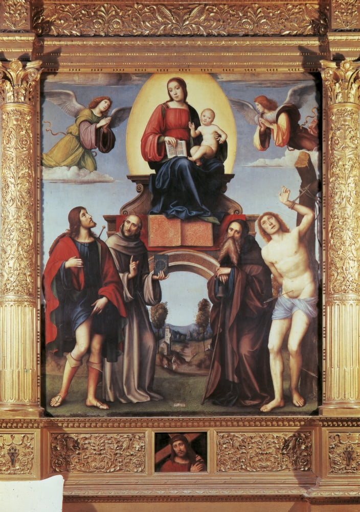 Enthroned Madonna And Child With Saints Canvas Art - (24 x 36)