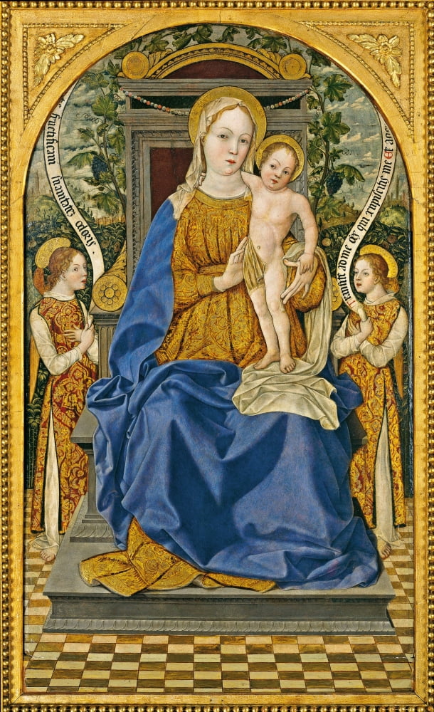 Enthroned Madonna With Child And Two Angels Canvas Art - (24 x 36)